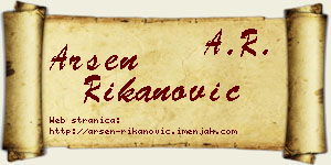 Arsen Rikanović vizit kartica